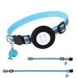 Reflective Cat Collar with AirTag Holder Adjustable Breakaway Pet Collar with Bell for Cats and Small Pets Blue