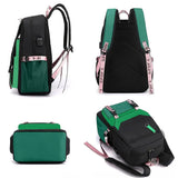 Girls Backpack for Middle School Students with USB Charging Port Green