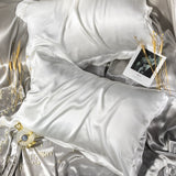 48x74cm Smooth Satin Pillowcase Solid Color Soft Bedding Pillow Cover White
