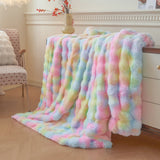 Bubble Tie Dye Throw Throw Blanket for Couch Cozy Soft and Fuzzy for Sofa Bedroom Living Room Rainbow