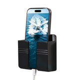 2 Pack Wall Mount Phone Holder No-Drill Phone Space-Saving Stand with Adhesive Backing for Home Dorm Apartment RV Black