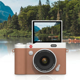 4K Vlogging Camera 64MP Digital Camera with Flip Screen Auto Focus Camera for Selfies Travel Brown