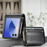 PU Wallet Card Holder Case Compatible With Samsung Galaxy Z Flip 6 7 8 with Stand Black