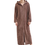 Unisex Bathrobe for Womens Flannel Fleece Robes Winter Warm Housecoat Nightgown Sleepwear Coffee
