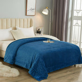 Reversible Throw Blanket Fuzzy Blanket Faux Sherpa Blanket for Bed Sofa Blue