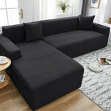 Elastic T-Shaped Jacquard Sofa Slipcover Full Cover for 1-4 Seater Black