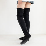 Women's Cable Knit Thigh High Socks Over Knee Stockings Winter Long Boot Warmers Black