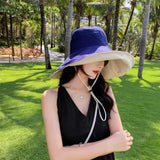 Reversible Bucket Hat Sun Hats with Wide Brim for Outdoor Camping Hiking  Navy