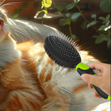 2PCS Pet Grooming Tools Double-Sided Brush for Shedding and Bathing for Short/Long Haired Dogs Cats Green