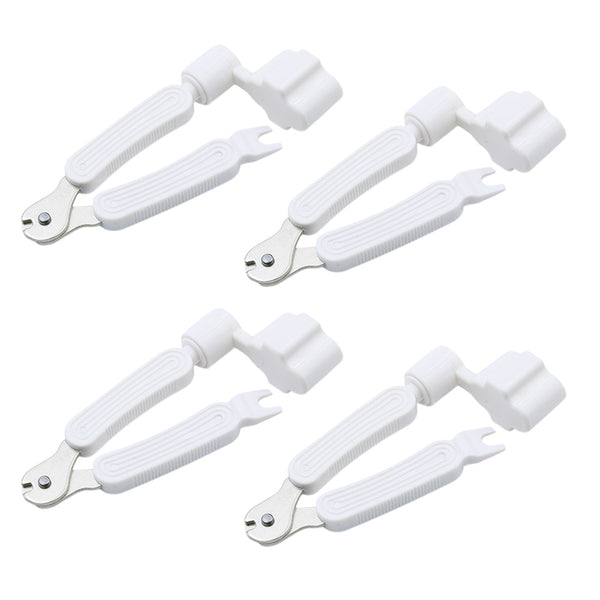 4Pcs Guitar String Replace Tool 3-In-1 Guitar Bridge Pin Remover Puller Guitar String Cutter and Winder Tool White
