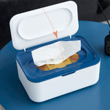 Refillable Wipes Dispenser Tissue Storage Case with Lid Blue