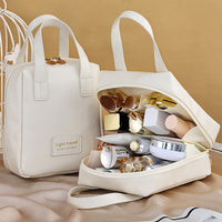 PU Leather Makeup Bag Travel Cosmetic Bag Multi-functional Toiletry Bag Daily Use Beige