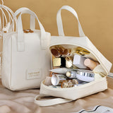 PU Leather Makeup Bag Travel Cosmetic Bag Multi-functional Toiletry Bag Daily Use Beige