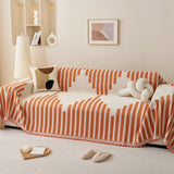 Reversible Sofa Couch Cover Boho Chenille Blanket Orange