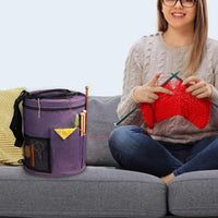 Large Capacity Knitting Tote Storage Bag Portable Yarn Organizer with Shoulder Strap Yarn Bags Purple