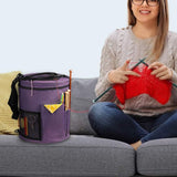 Large Capacity Knitting Tote Storage Bag Portable Yarn Organizer with Shoulder Strap Yarn Bags Purple