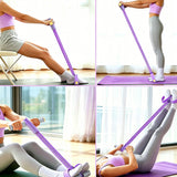 6-Tube Pedal Resistance Band with Handles Fitness Expander for Body Workouts Purple