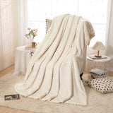 Soft Double-Sided Throw Blanket  Fuzzy Warm Reversible Blanket for Couch Bed Sofa Beige