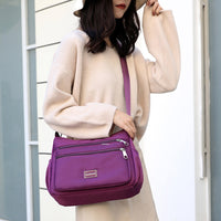 Women Shoulder Handbag Multi-Pocket Crossbody Purse Fashion Satchel Purple