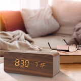 Dimmable Digital Alarm Clock with Wireless Charger Station for Home Office Brown