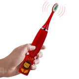 Cartoon Electric Toothbrush Rechargeable Speed Control Toothbrush with 6 Replacement Heads Red