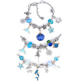 DIY Kids Bracelet Making Kit with Charms & Beads Jewelry Craft Set for Girls’ Gifts Blue