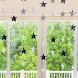 5 PCS 4m Thick Paper Star Garland Bunting Banners for Parties Weddings Silver