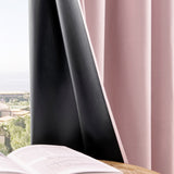 100% Blackout Curtain Panel with Black Liner – Heat & Light Blocking Pink
