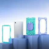 360 Rotating Stand Case for Samsung Tab A11 Plus A9 Plus with Strap Aqua Green