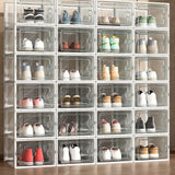 2 Pcs Shoe Storage Boxes Organizers Clear Plastic Stackable for Entryway Closet White