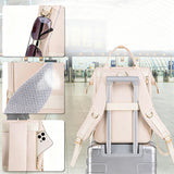 2-in-1 Laptop Backpack with Insulated Lunch Bag Work Backpack for 15.6 Inch Laptop Beige