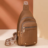 Women Sling Backpack Anti Theft Crossbody Bags with Adjustable Strap 5 Compartments Khaki