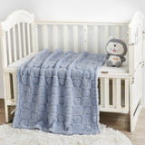 Cozy Fleece Blanket Heart Checkered Blanket for Sleeping Napping Blue