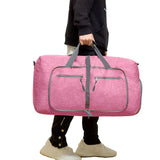 Large Foldable Travel Duffel Bag Carry-On Shoulder Bag with Shoe Compartment Pink