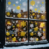 Christmas Window Clings – Snowflakes Static Stickers in Gold and Silver for Holiday Decorations Style 3