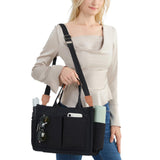 Large Canvas Tote Bag for Women Laptop Work Book Bags Crossbody Handbag Shoulder Travel Gym Bag Black