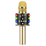 Wireless Bluetooth Karaoke Microphone with LED Lights Home Party Singing Mic Gold