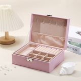 Jewelry Organizer Case Box Holder Storage Earring Ring Velvet Display Leather Pink