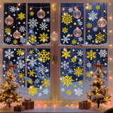 Christmas Window Clings – Snowflakes Static Stickers in Gold and Silver for Holiday Decorations Style 3