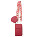 PU Leather Cell Phone Purse Women Small Crossbody Bags Cellphone Wallet Red