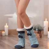 Non Slip Cabin Soft Fleece Socks For Womens Winter Warm Thick Thermal Cozy Plush Blue