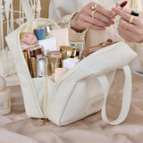 PU Leather Makeup Bag Travel Cosmetic Bag Multi-functional Toiletry Bag Daily Use Beige