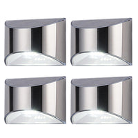 4Pcs Solar Wall Lamp Stainless Steel  Landscape Decorative Lights White
