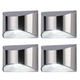 4Pcs Solar Wall Lamp Stainless Steel  Landscape Decorative Lights White