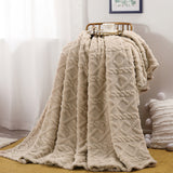 Flannel Throw Blanket Soft Fuzzy Cozy Warm Blanket Air-conditional Blanket Khaki