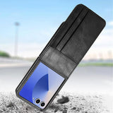 PU Wallet Card Holder Case Compatible With Samsung Galaxy Z Flip 6 7 8 with Stand Black