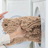Chenille Bathroom Rug Mat with Non Slip Rubber Backing for Home Decor Camel