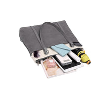 Women Tote Bag for Work Travel Canvas Laptop Handbag Shoulder Bag Gray
