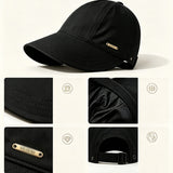 Wide Brim Sun Hat for Women Sun Hat with Ponytail Opening Foldable Adjustable Outdoor Hat for Beach Hiking Travel Black