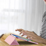 Tri-Fold Smart Cover Auto Wake Sleep Compatible Case for iPad 10th 11th Gen A16 Pink